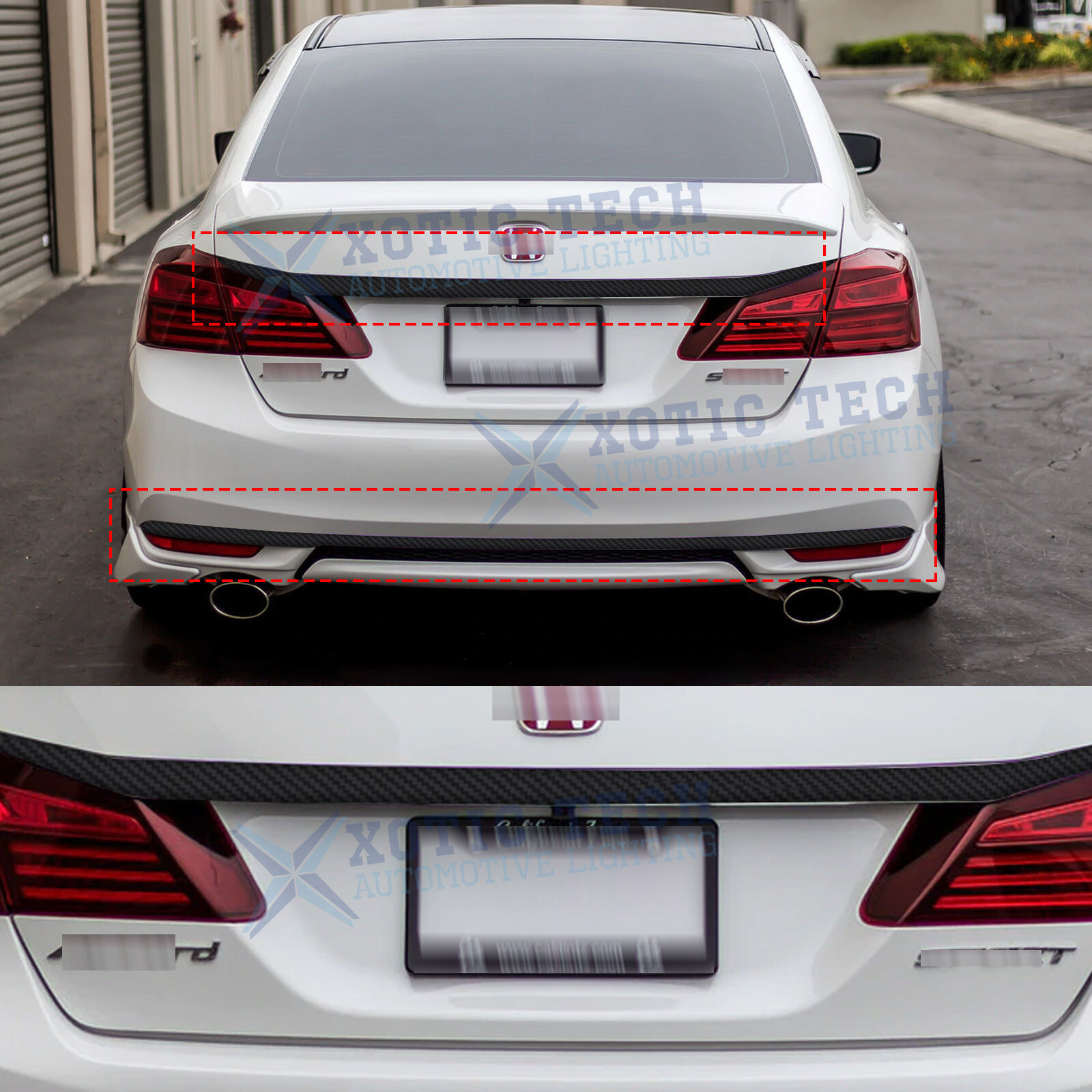 Chrome Delete Blackout Trunk Overlay For 2016 17 Honda Accord Sedan Carbon Vinyl