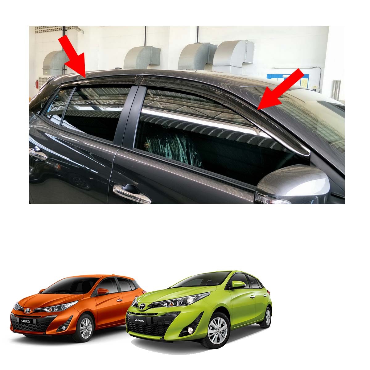 Visor Wind Deflector Weather Guard Black Fits Toyota Yaris Hatchback 5 Dr 17 18