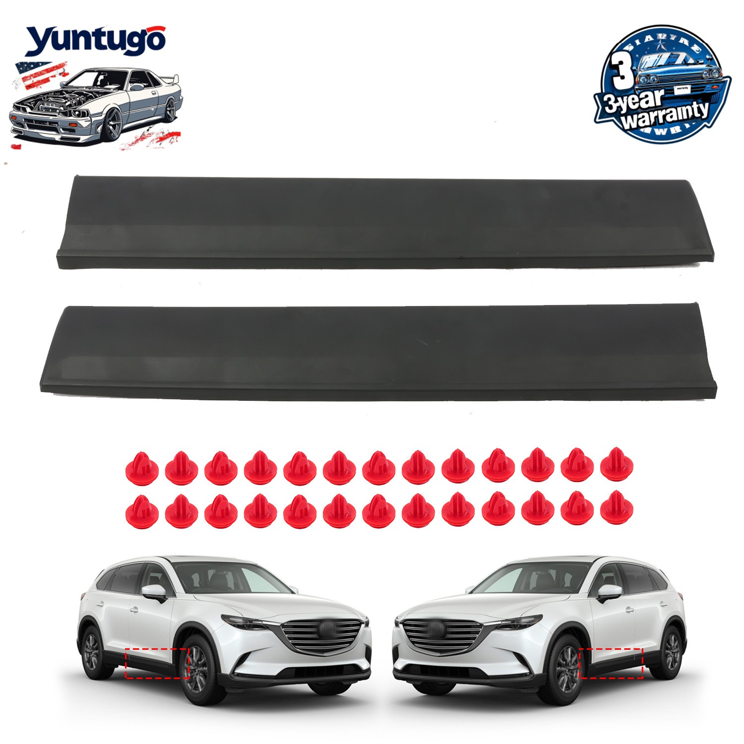 For 2016-2023 Mazda CX-9 Front Door Left and Right Side Lower Molding LH&RH