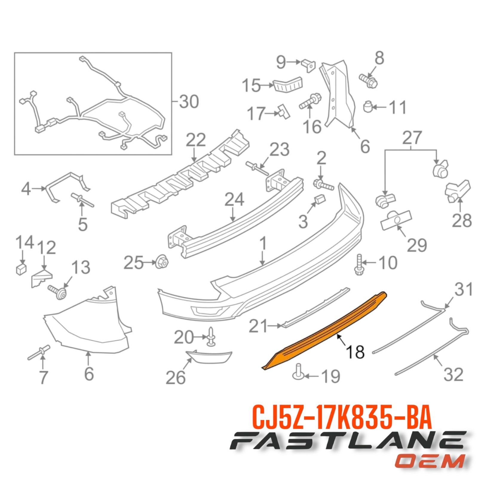 2013-2019 FORD ESCAPE REAR LOWER BUMPER COVER NEW OEM CJ5Z-17K835-BA