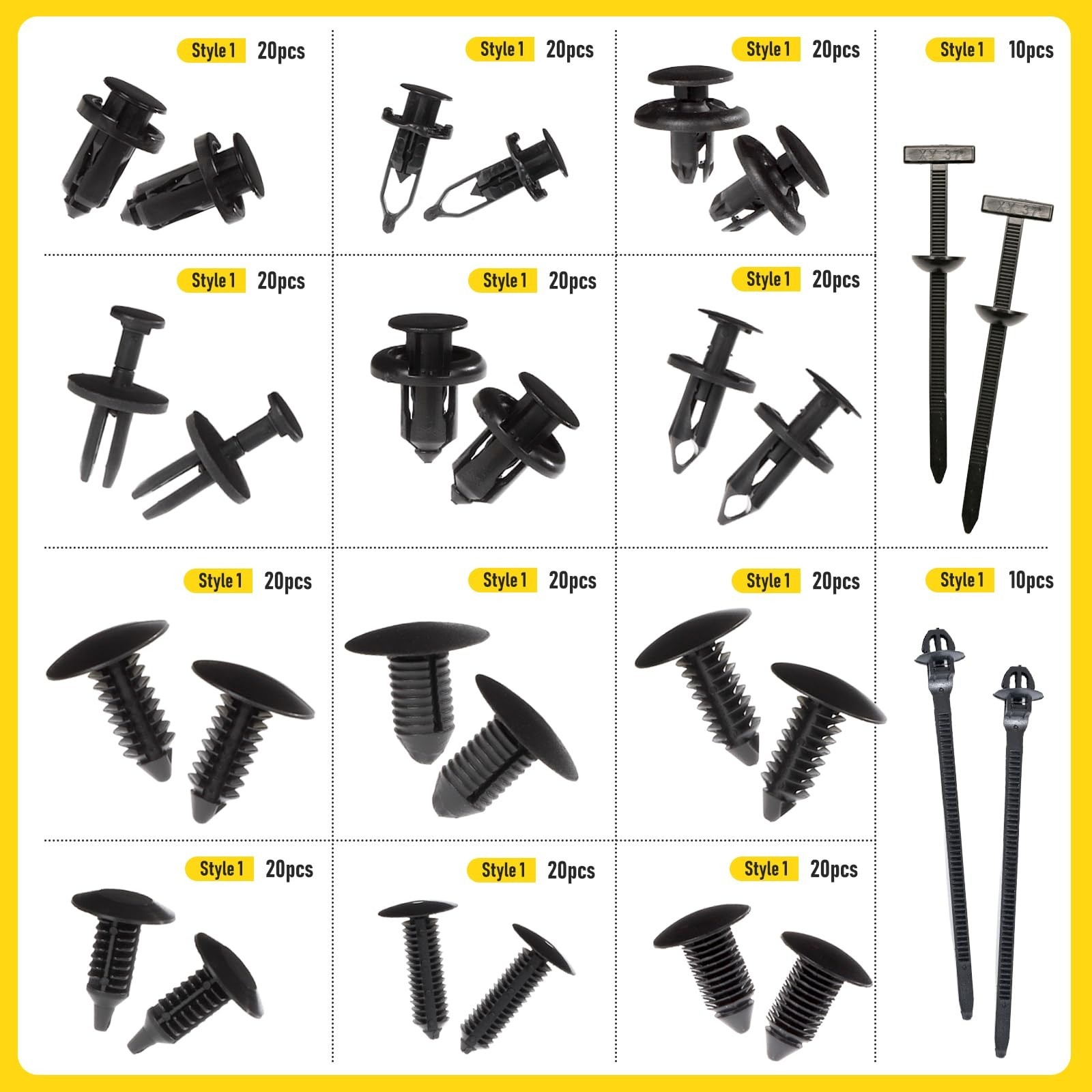 260PCS Car Bumper Clips Kit – Auto Plastic Rivets & Push Fasteners for Trim, Fen