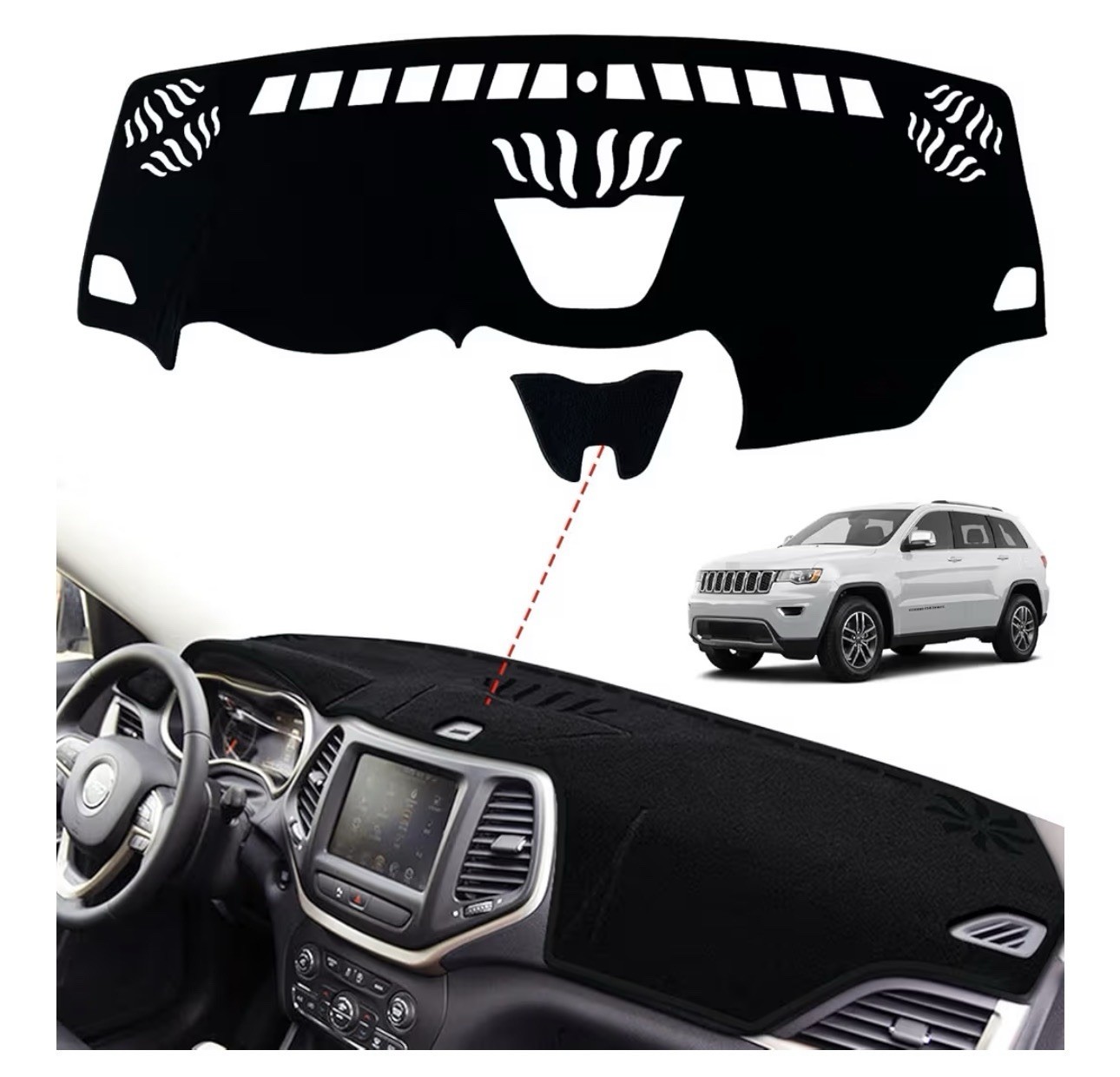 DASH COVER MAT DASHBOARD PAD FOR Jeep Cherokee 2014-2022 Black Accessories