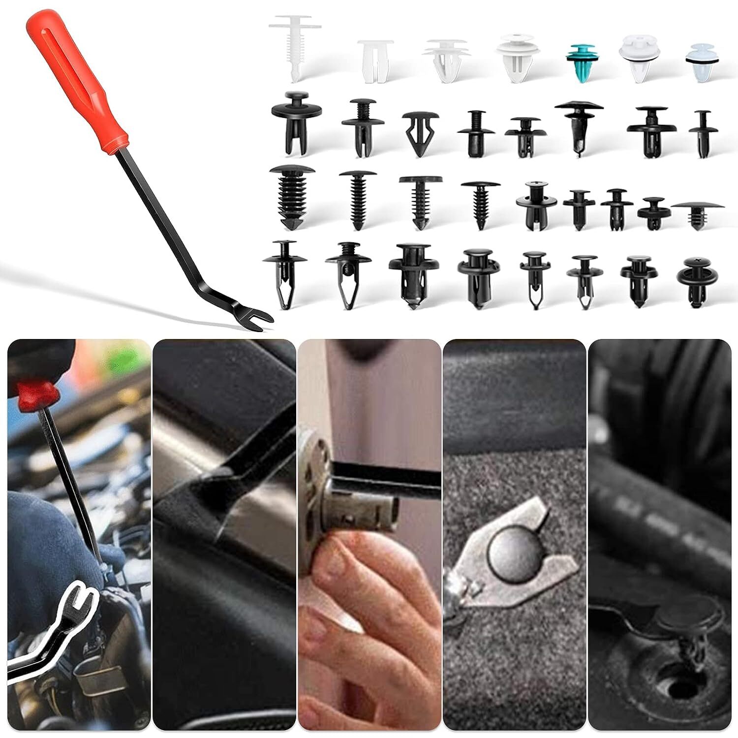 1200 Car Retainer Clips Auto Fasteners Push Trim Clips Pin Rivet Bumper Clips
