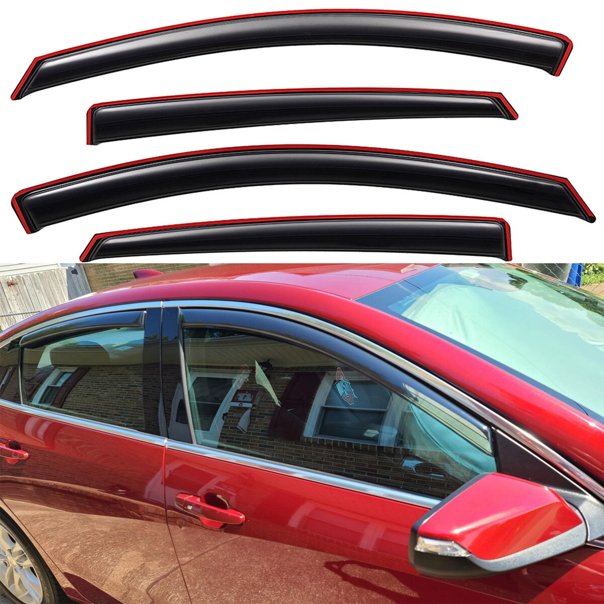 For 2016-2024 Chevy Malibu In-Channel Side Window Deflector VentVisor Rain Guard