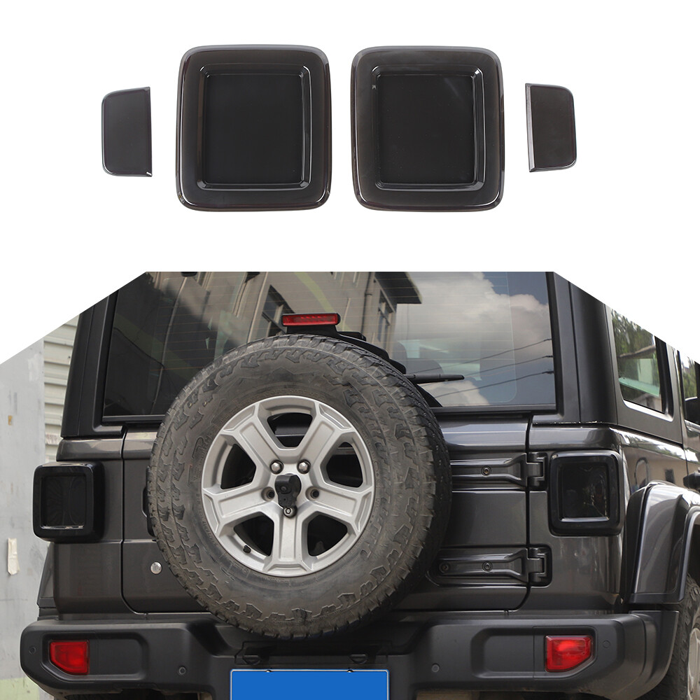 Smoked Black Rear Tail Light Cover Trim Guard For Jeep Wrangler JL 18+ Exterior