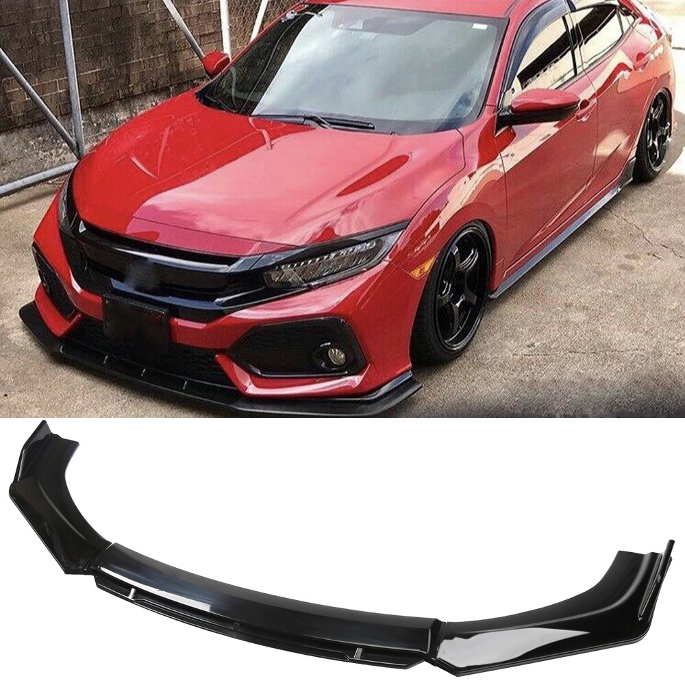 For Honda Civic Hatchback & Si Front Bumper Lip Splitter Spoiler Glossy Black