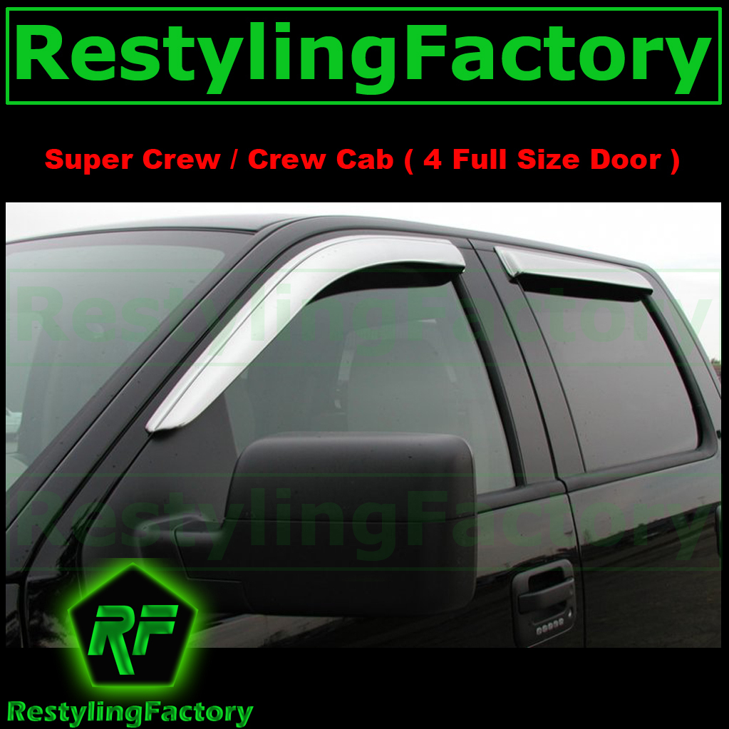 04-08 Ford F150 Crew Cab Super Crew Chrome 4 Door Window Visor Rain Sun Guard