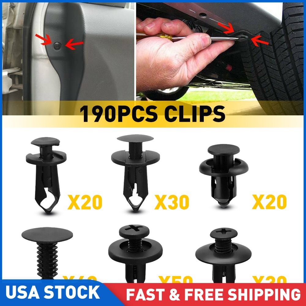 190X Car Body Fastener Plastic Trim Clips Push Rivets Auto Panel Fender Retainer