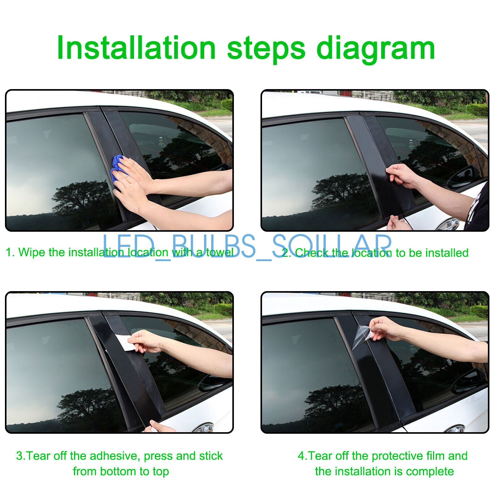 6pcs Black Window Pillar Post Door Trim Cover Set For Chevrolet Malibu 2016-2021
