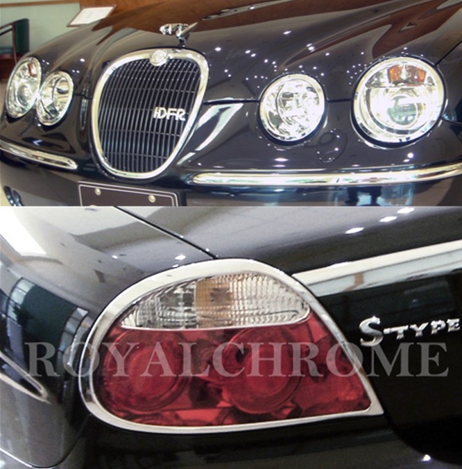 EXPRESS COMBO Set X6 CHROME Head & Tail Light Trims for JAGUAR S-Type LCI 04-08