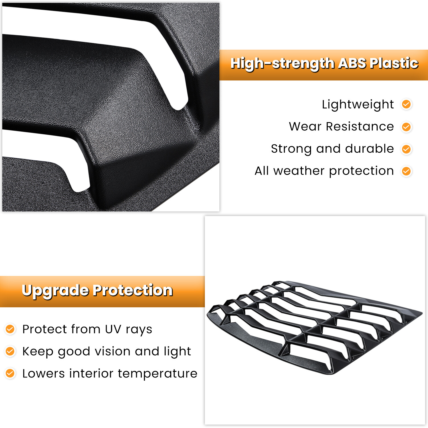 Rear+Side Window Louver Sun Shade Cover for Chevy Chevrolet Camaro 2016-2024 ABS