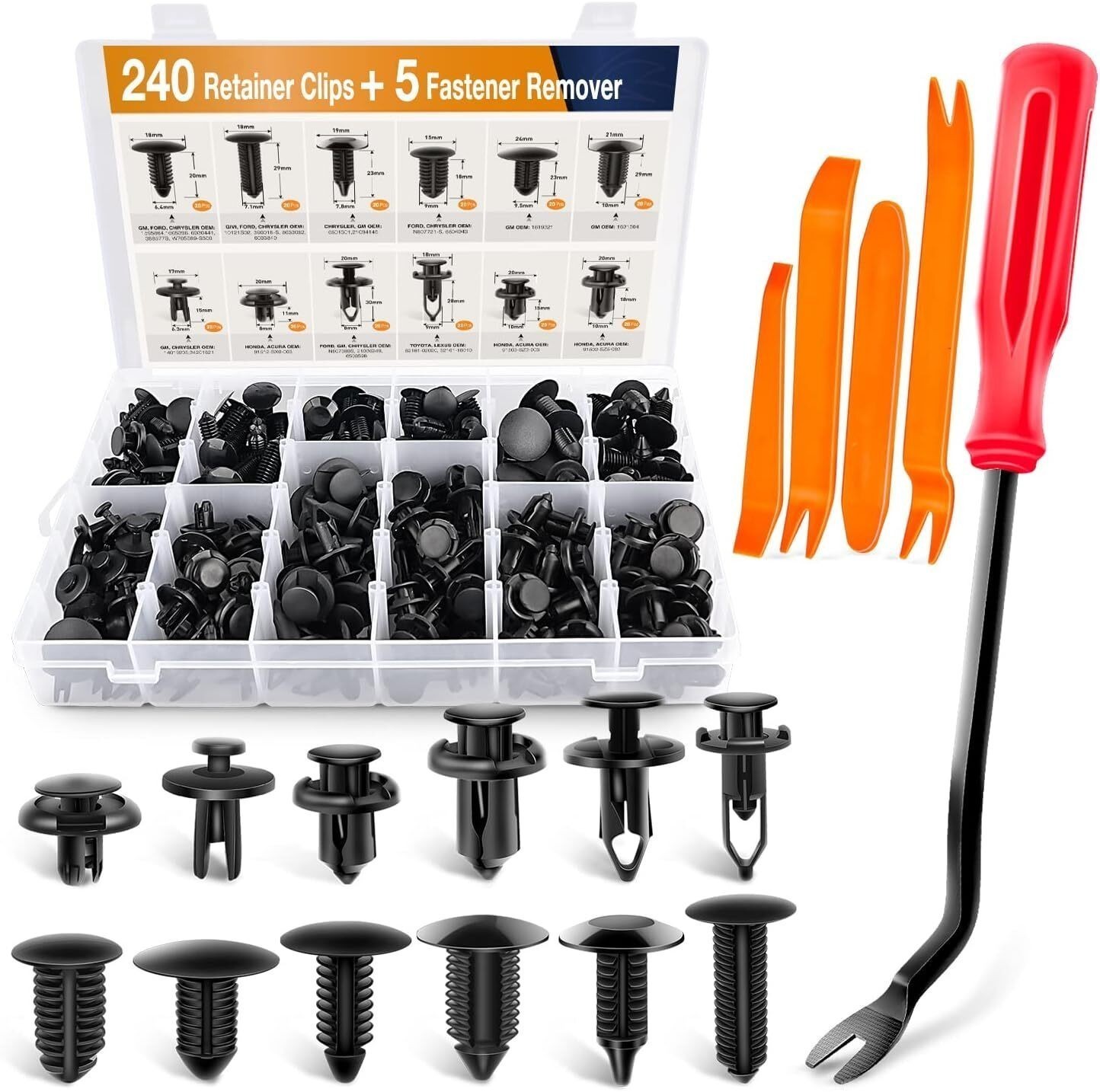 240pcs Car Body Plastic Trim Retainer Fastener Clips Push Pin Fender For dodge ⭐