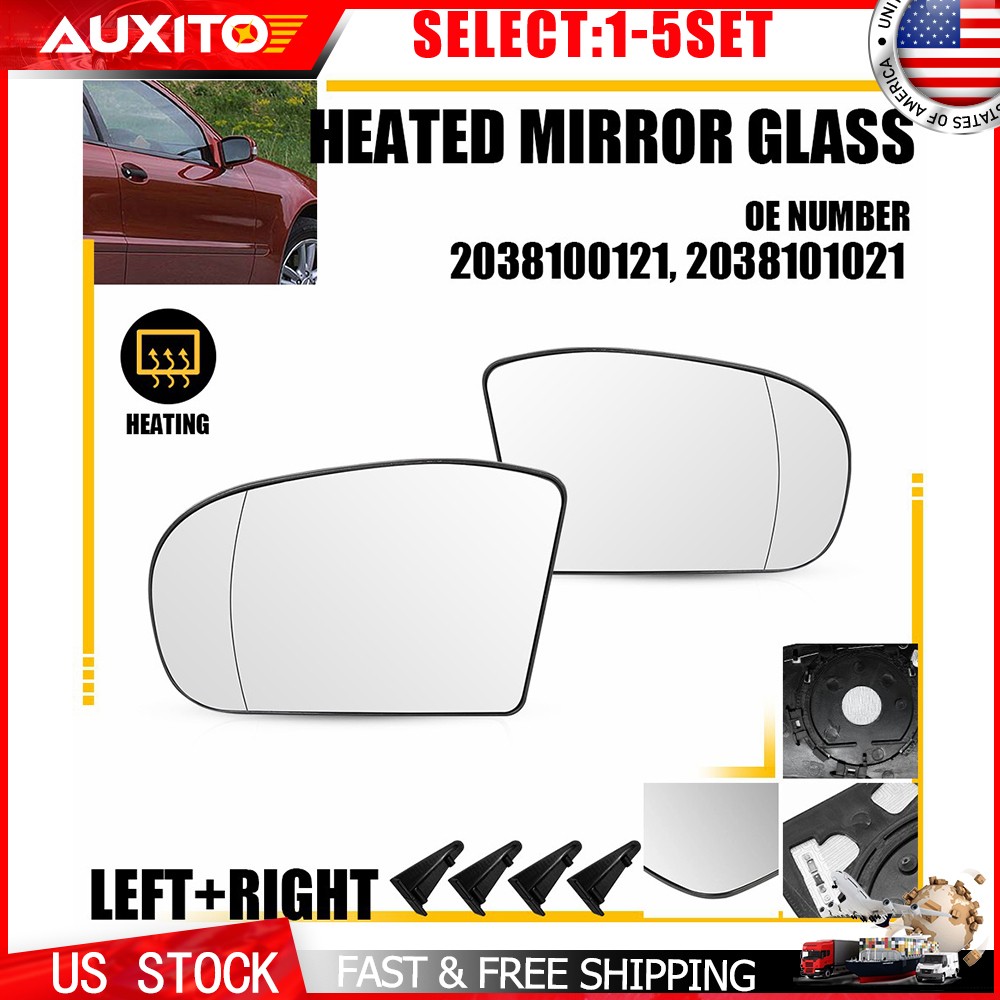 Heated Exterior Mirror Glass Fit Mercedes C230 C240 C320 W203 2001-07 OEM 2-10X