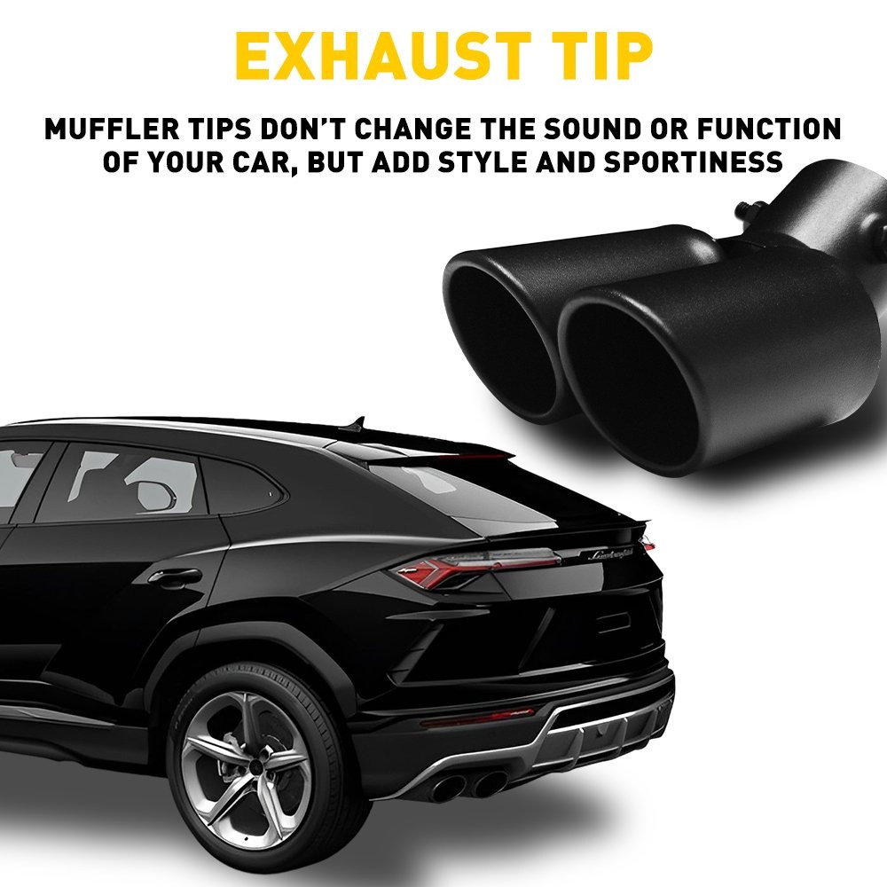 For 1 Black Stainless Steel Rear Exhaust Pipe Tail Muffler Tip Round Accessories