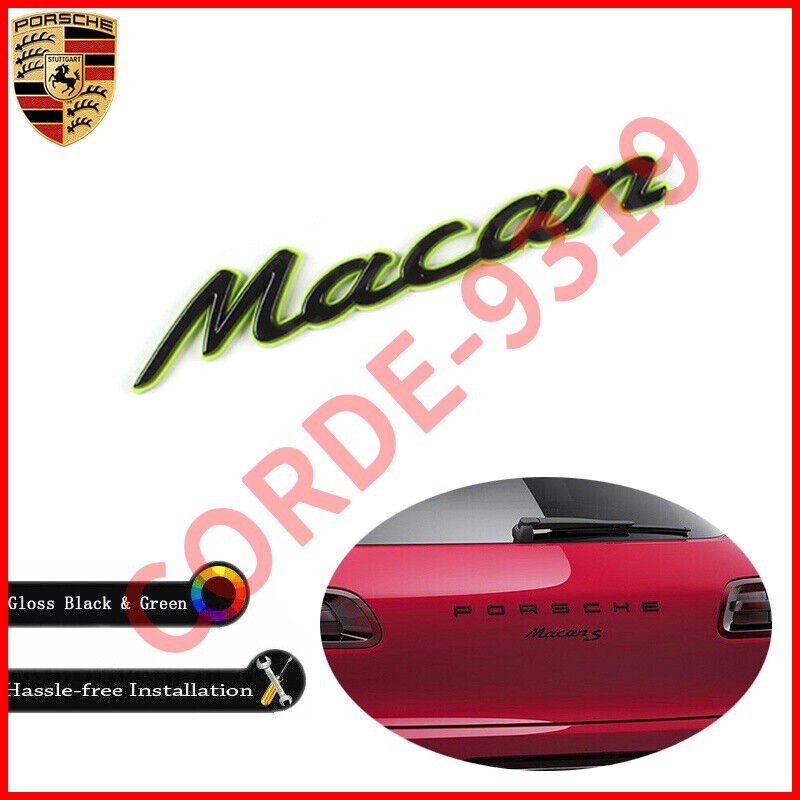 New Macan Letters Badge Rear Emblem Glossy Black & Green Logo For Porsche Macan