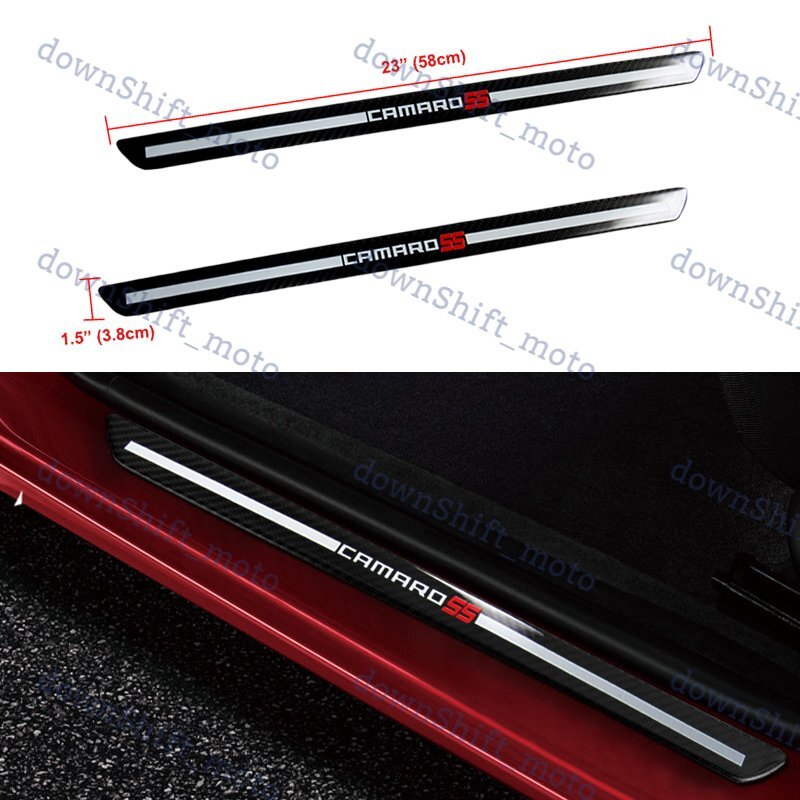 Carbon Fiber Car Door Welcome Plate Sill Scuff Cover Panel Sticker For CAMARO SS
