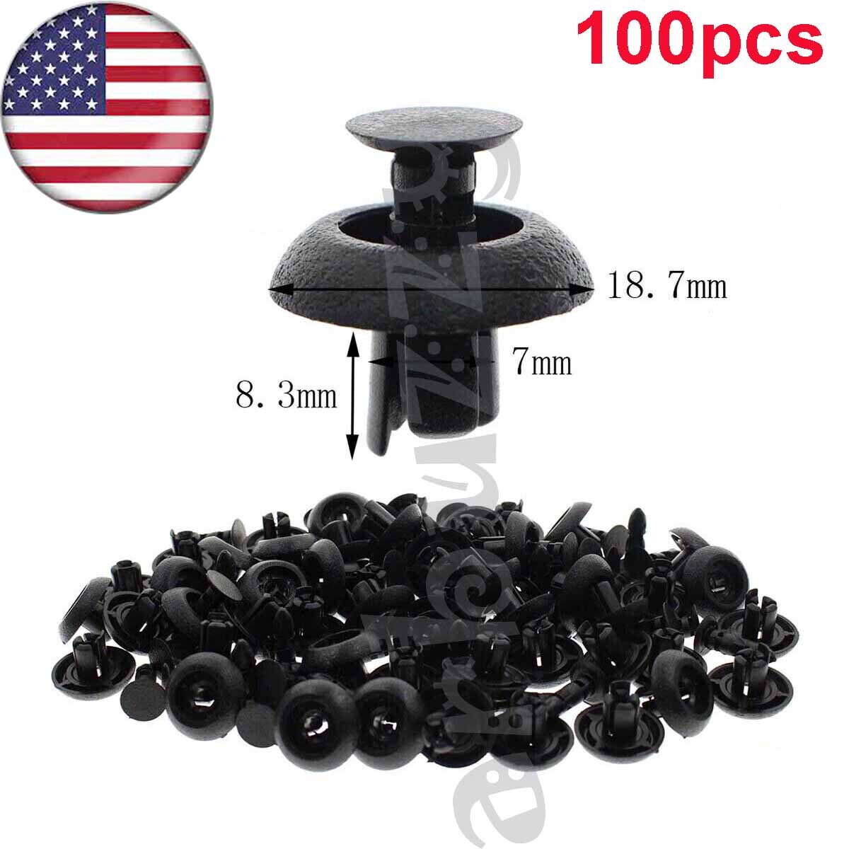 100pcs for Lexus & Toyota Black Push Type Engine Cover Clip Retainer 90467-07211