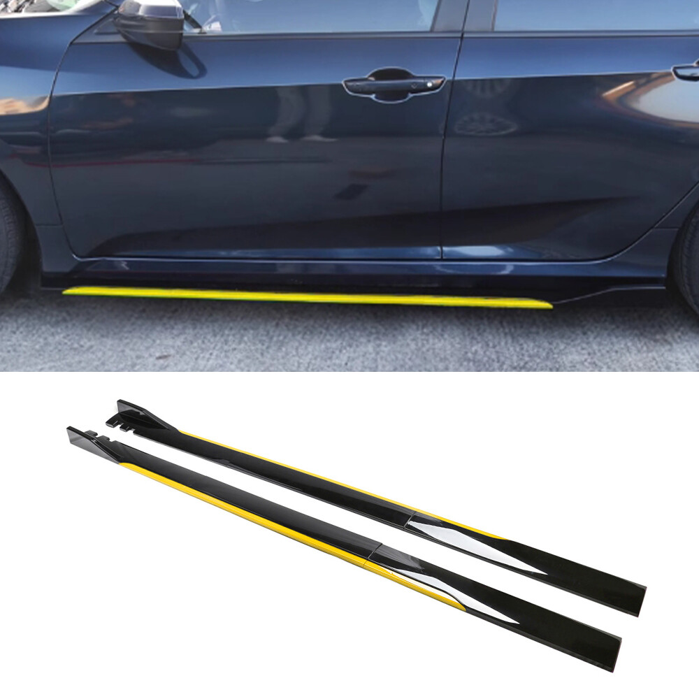 For Hyundai Elantra 86″ Side Skirt Extension Rocker Panel Splitter Black Yellow