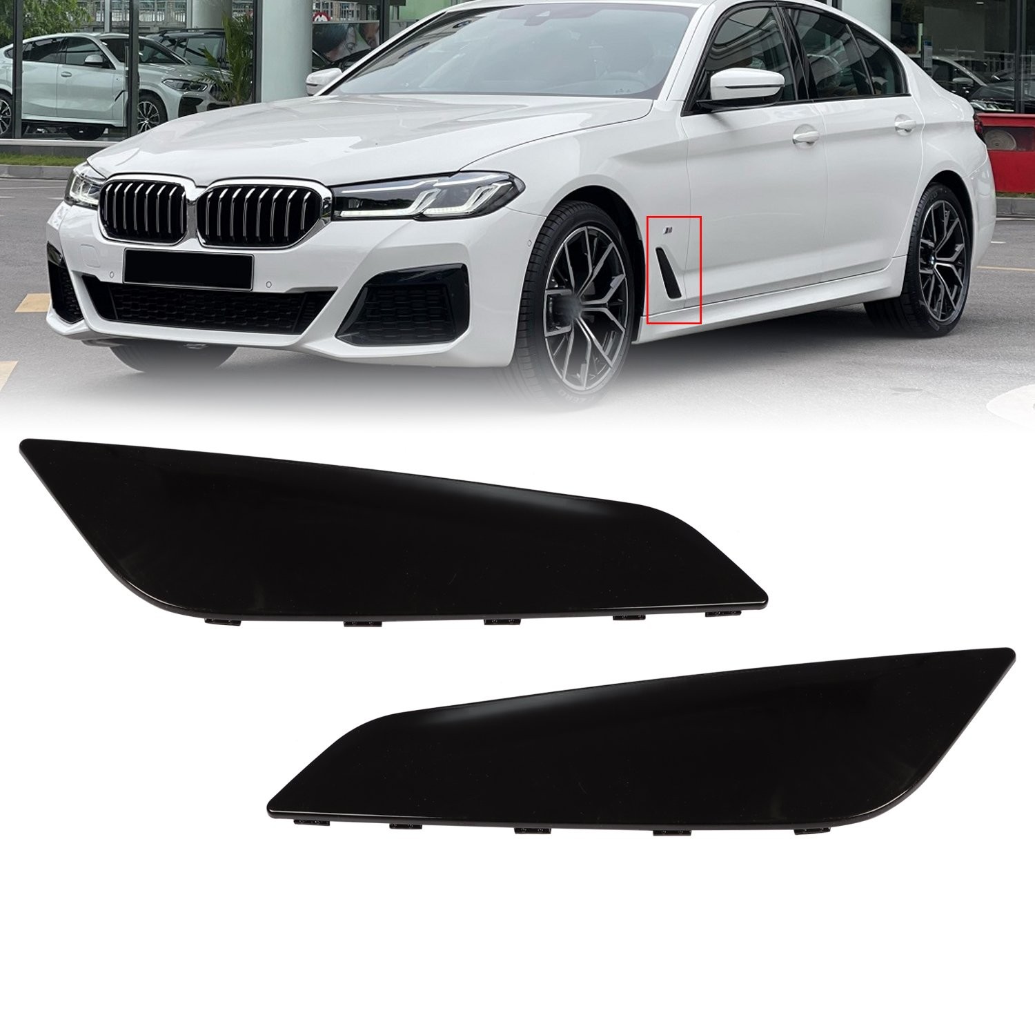 New LH & RH Side Black Fender Duct Trim Fits For BMW G30 5 Series 2017-2023 USA