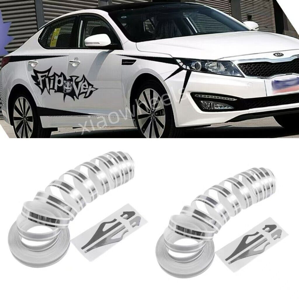 Silver 32 Feet Vinyl Pinstriping Stripe Car Tape Decal Sticker 1/6″ 1/12