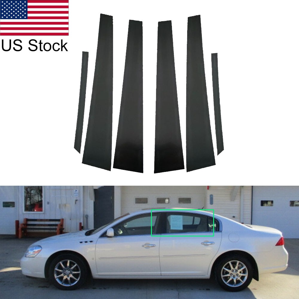 6pcs Glossy Piano Black Pillar Posts Window Trim Covers For Buick Lucerne 06-10