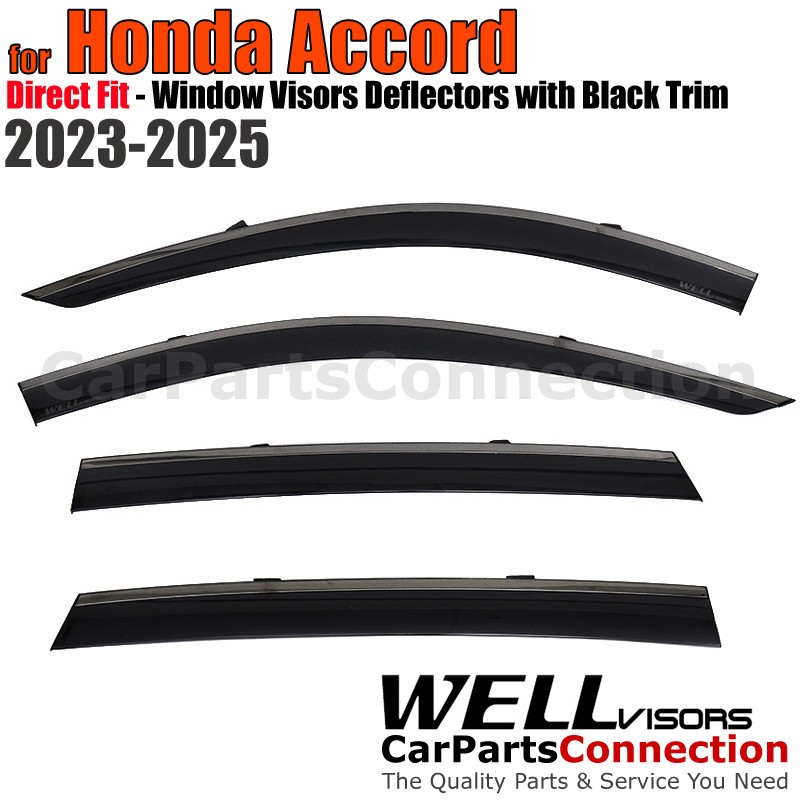 Wellvisors For 2023-2024 Honda Accord Rain Guards Window Visors Black Trim
