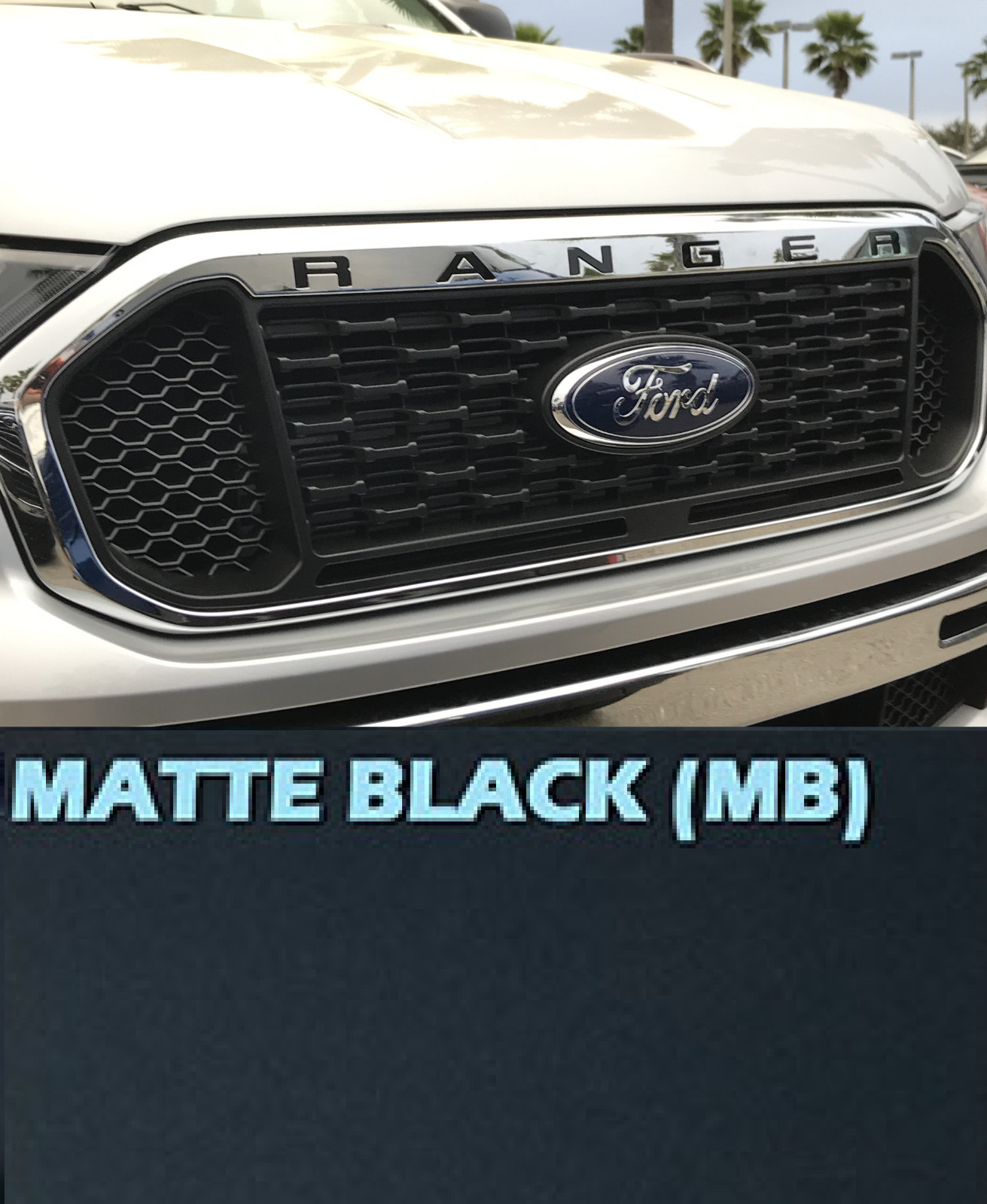 Matte Black Grille Letters ABS Plastic Inserts Inlay for 2019-2022 Ford Ranger