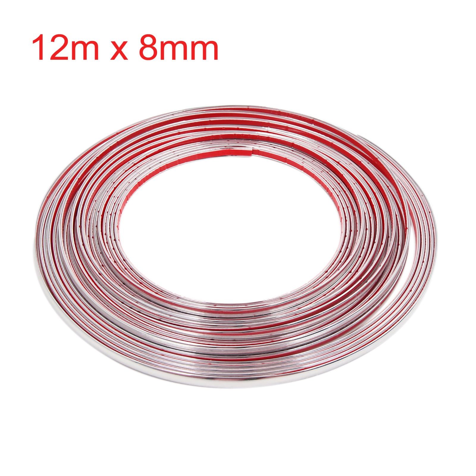 12m x 8mm Chrome Trim Strip Car Door Edge Decoration Guard Protector