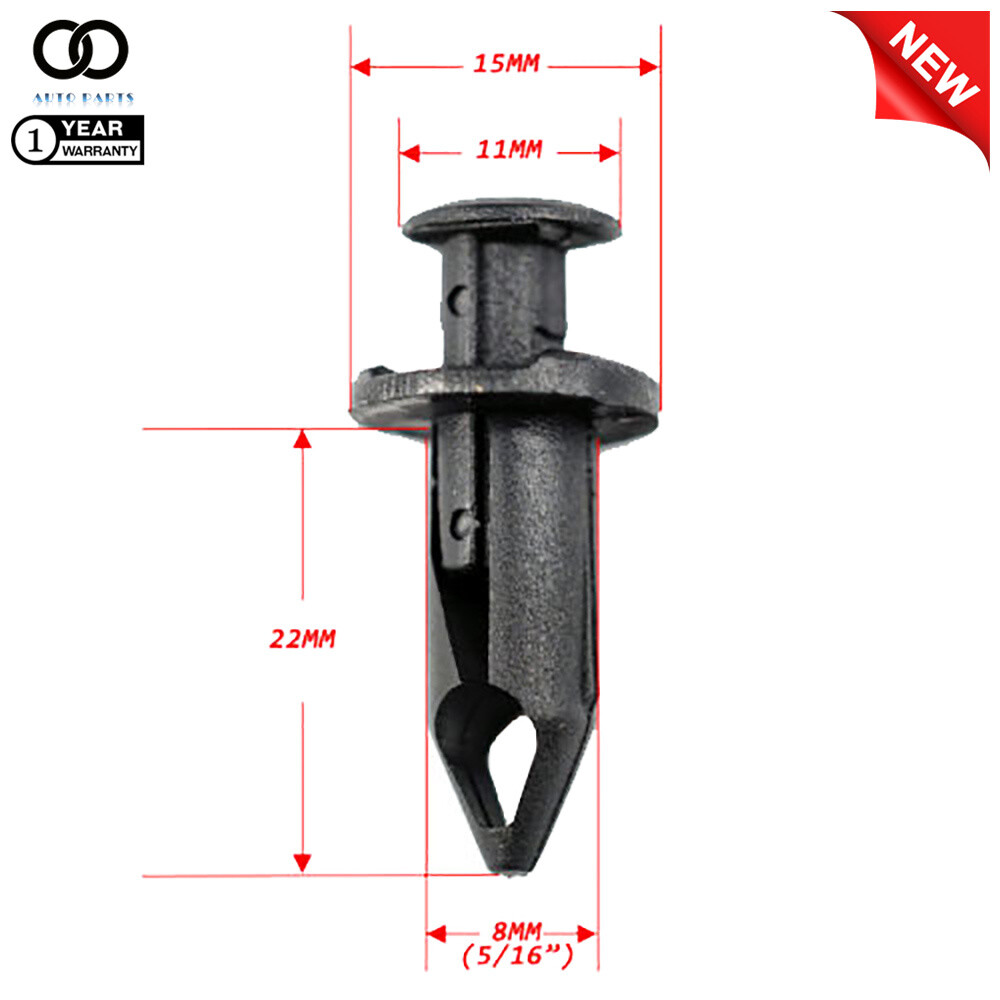 Set Of 100 ATV Retainer Clips 8mm Push Pin Splash Guard Body Panel Fit For Honda