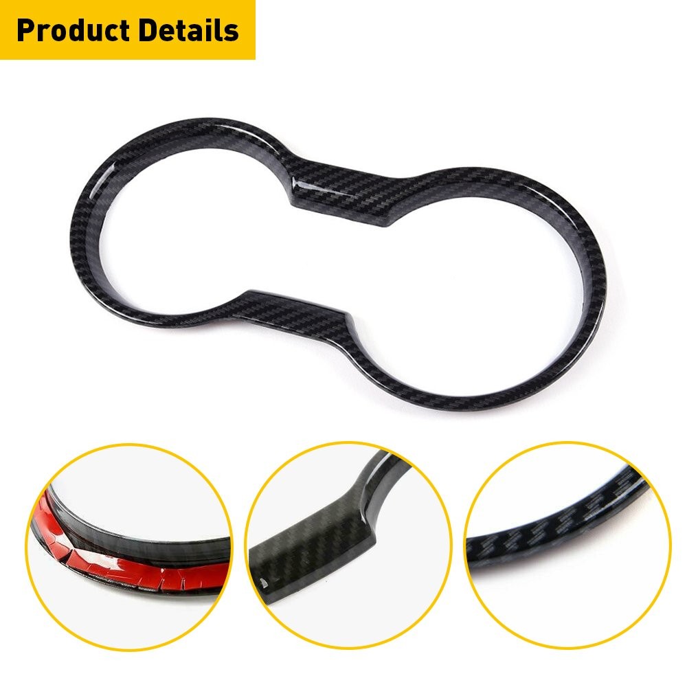 2set Interior Trim Molding Carbon Fiber Cup Holder Fit Cover For Ford Mustang 20