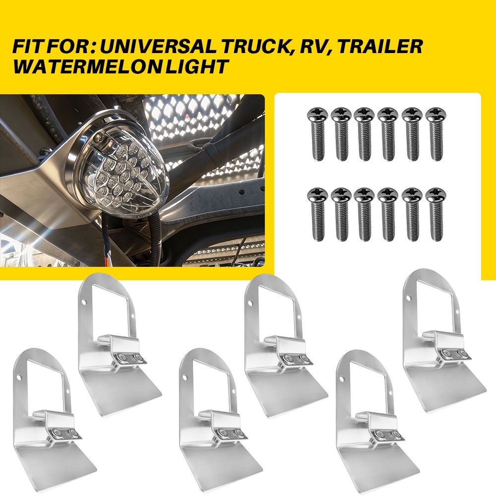 6PCS Watermelon Under Glow Frame Bracket For Truck Trailer Stainless Steel Mount