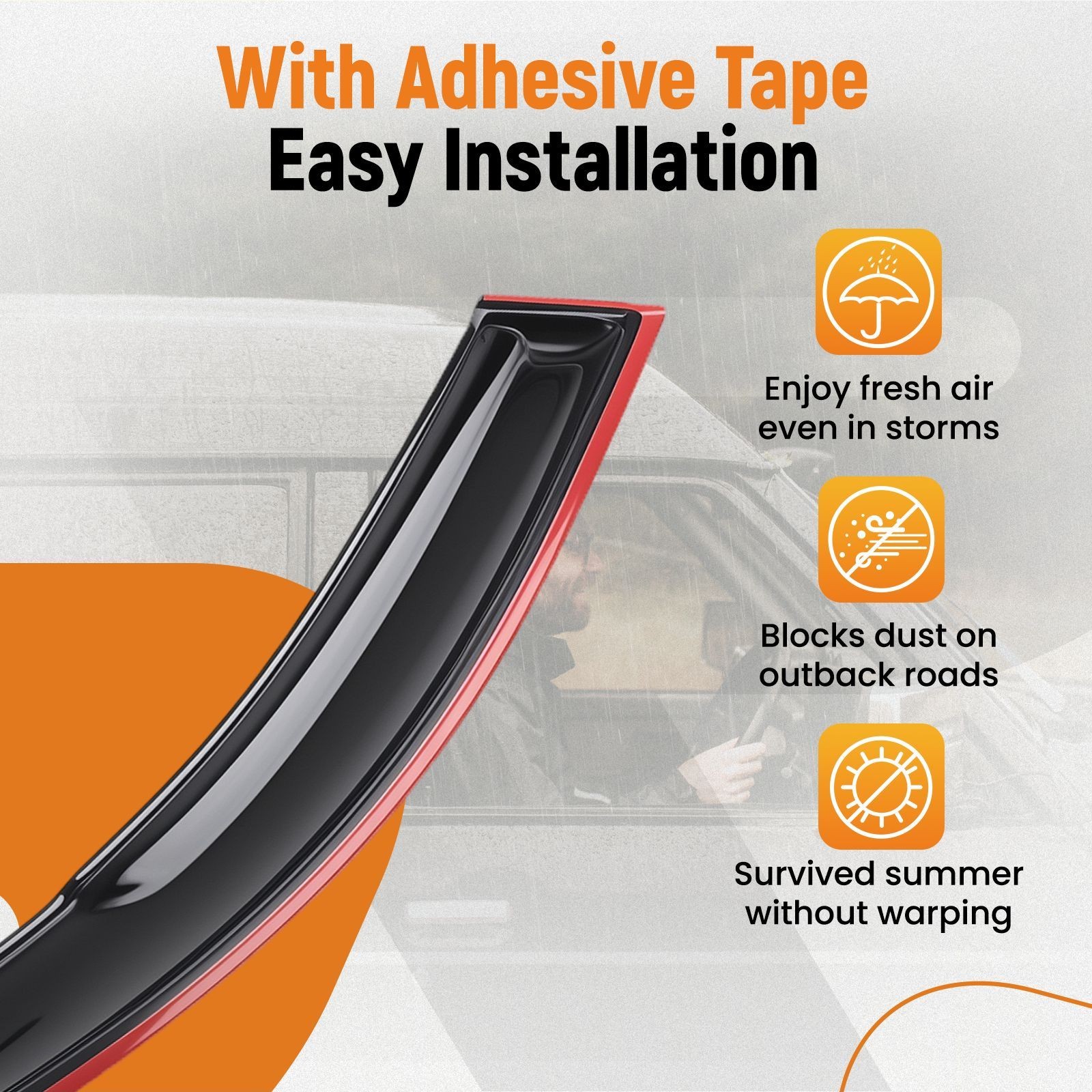 Side Window Rain Deflector Set for Toyota Camry 1997-2001 4PCS Outside Mount