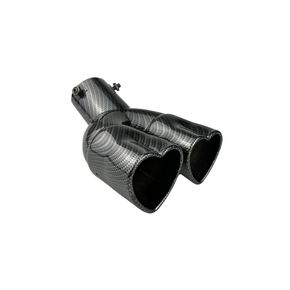 OtpOutopa Heart-Shaped 2.5 inch Inlet Dual Exhaust Muffler Tip Angle Cut,Carbon