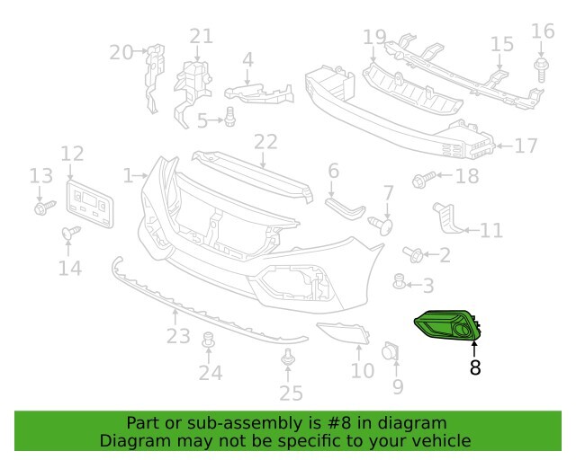 Garnish Assembly, L Front Bumper Side *NH830M* (Lunar Silver Metallic)  Honda