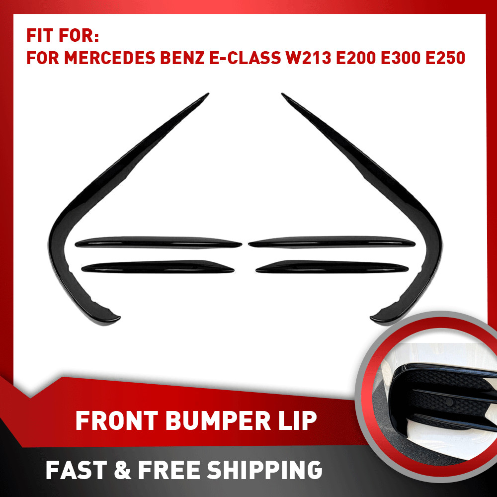 For 16-20 Mercedes Benz E-Class W213 E200 E300 E250 Gloss Black Front Bumper Lip