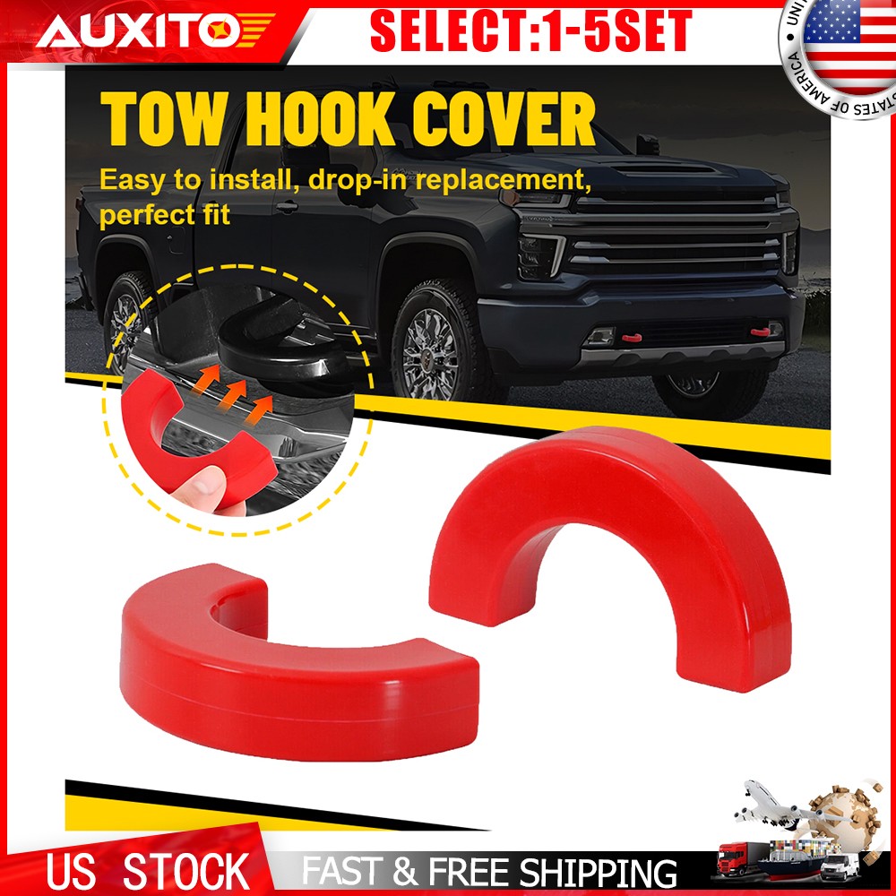 Fit Chevy Silverado 1500 07-24 RED Front Bumper Tow Hook Trailer Cover Trim 1-5X