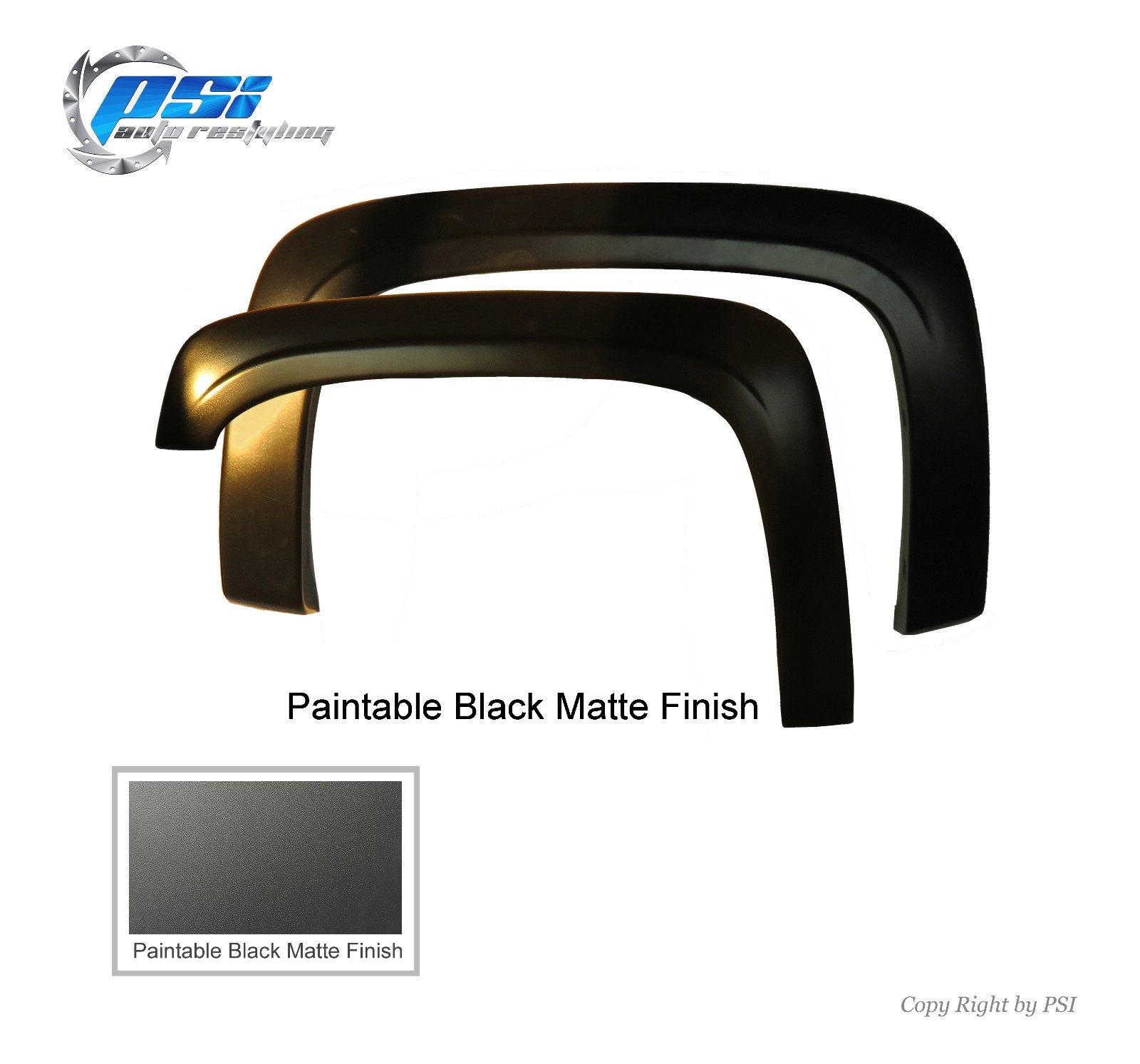 Black Paintable OE Fender Flares 07-13 Silverado 1500, 07-14 Silverado 2500 3500