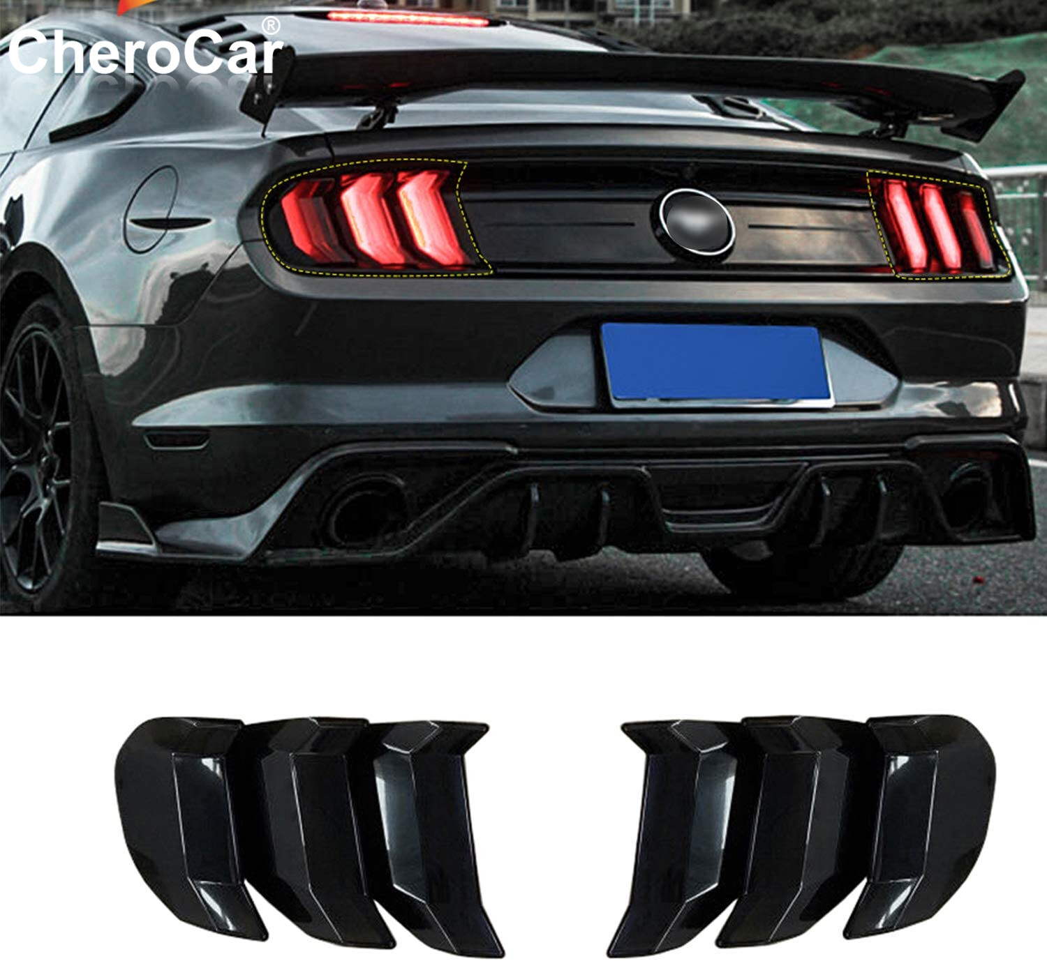 6X Smoke Black Tail Light Lamp Cover Guard Trim For Mustang 2018 2019 2020 2021