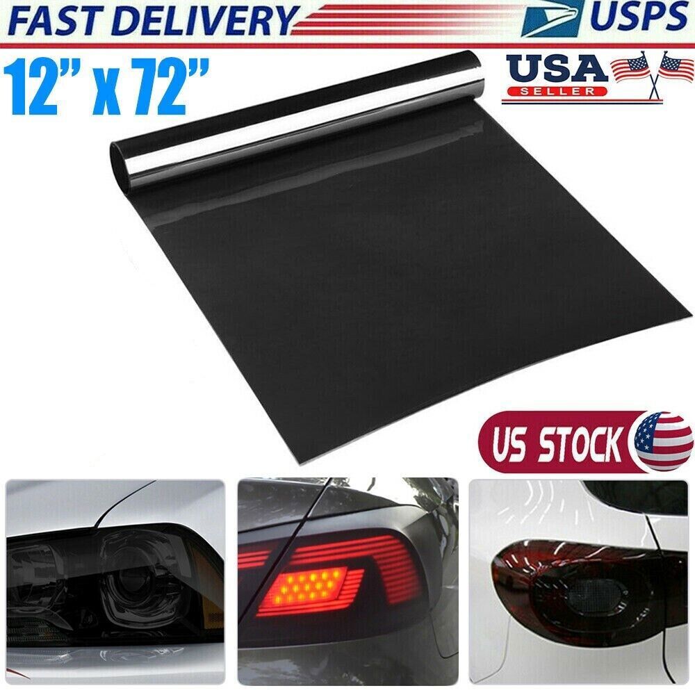 Glossy Black Tint Vinyl Film Wrap Sheet for Headlight Backup Light Tail Light