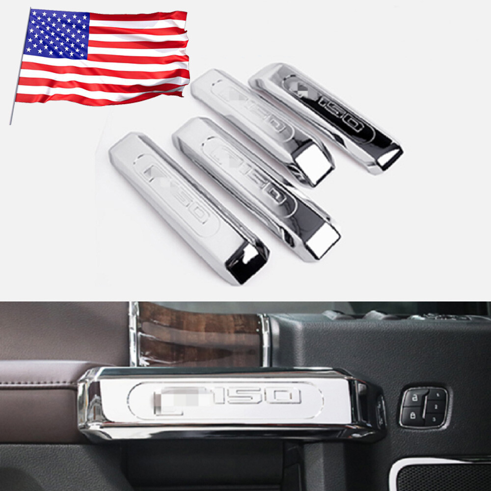 Silver Chrome Inner Interior Door Handle Cover Trim For Ford F-150 F150 2015-20