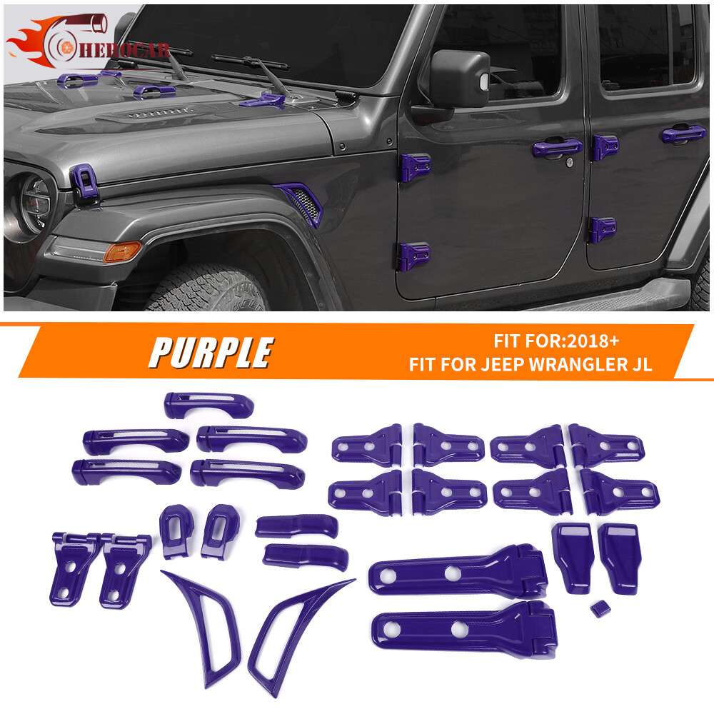 For Jeep Wrangler JL 2018+ Exterior Door Hinge Handle Cover Trim Decor Full Set