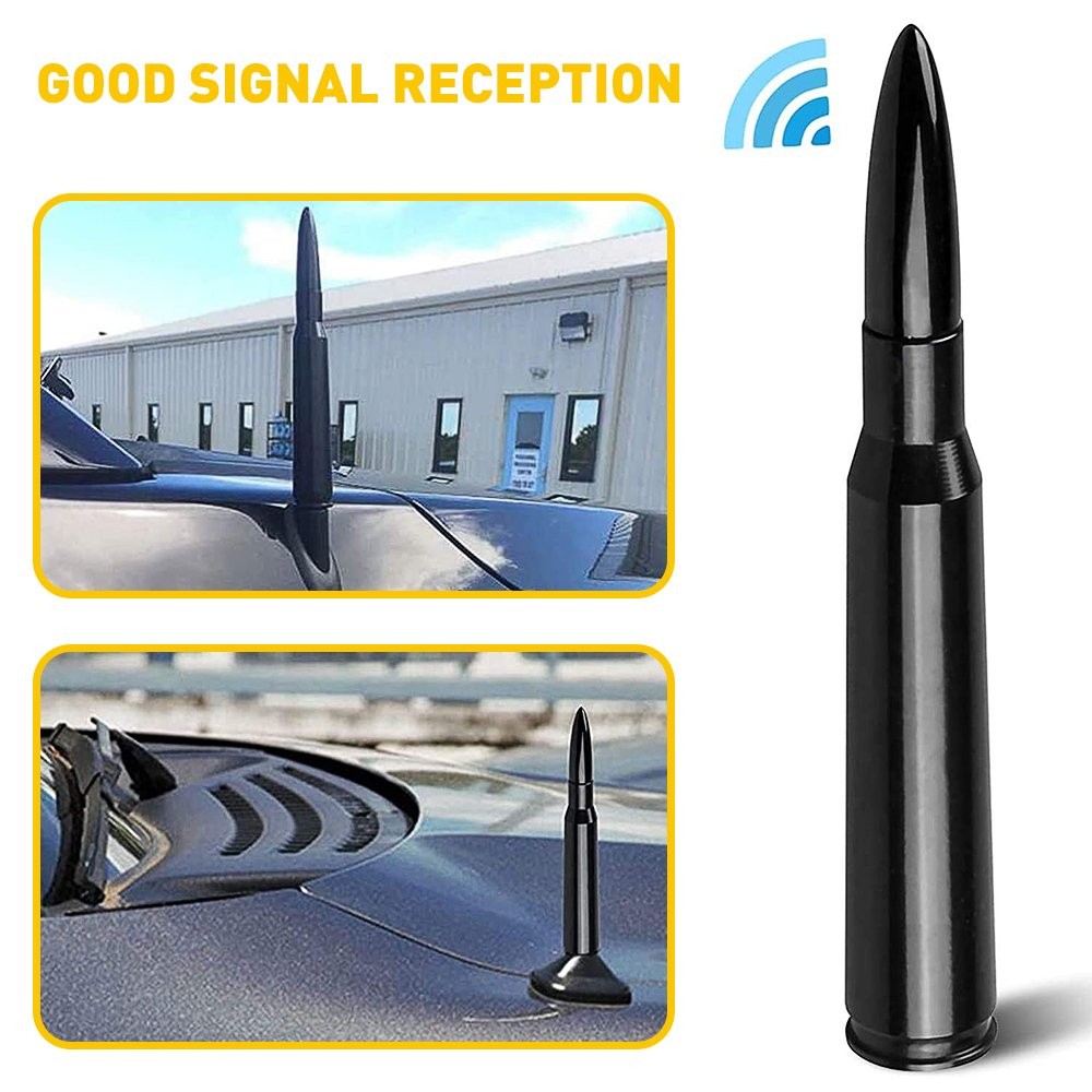FOR FORD F150 F250 F-150 F-250 50CAL CALIBER BULLET ALUMINUM SHORT ANTENNA BLACK