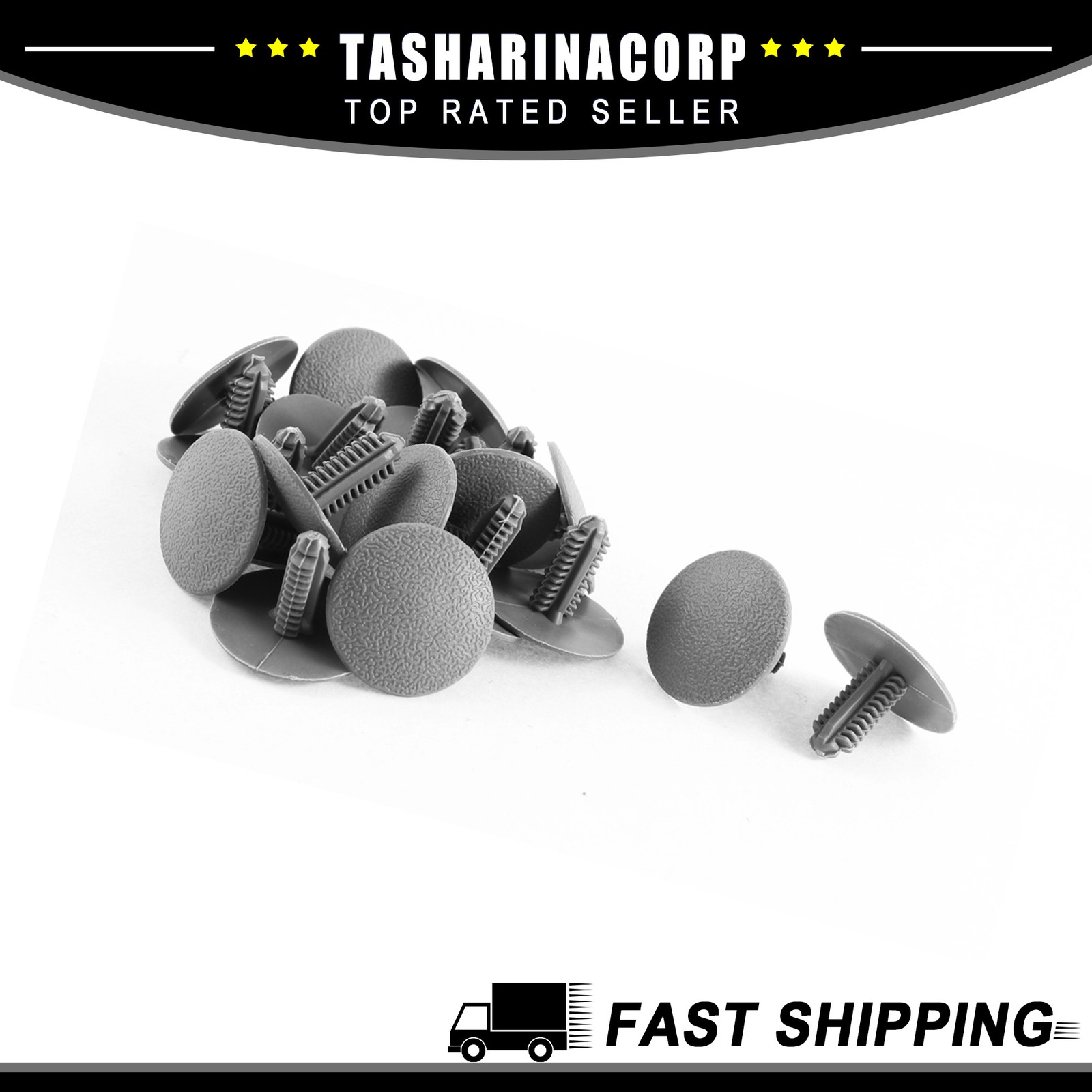 Piece of 20 Gray Plastic Rivet Trim Panel Fastener Clips 6.5x5mm Hole Dia