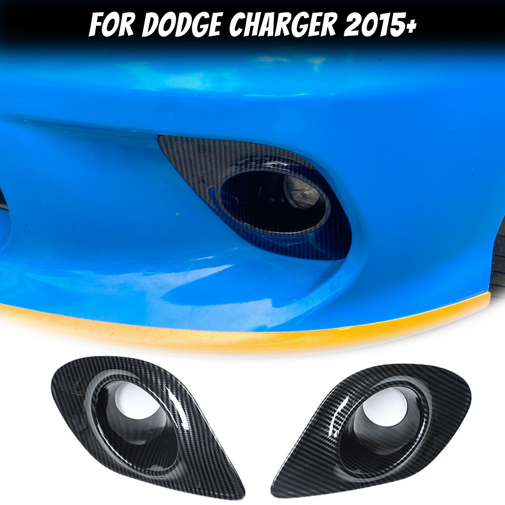 Carbon Fiber Front Bumper Fog Light Lamp Trim Ring Cover For 2015+ Dodge Charger