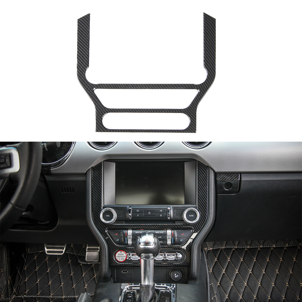 For Ford Mustang 2015+ Carbon Fiber Multimedia Central Control Panel Cover Trim