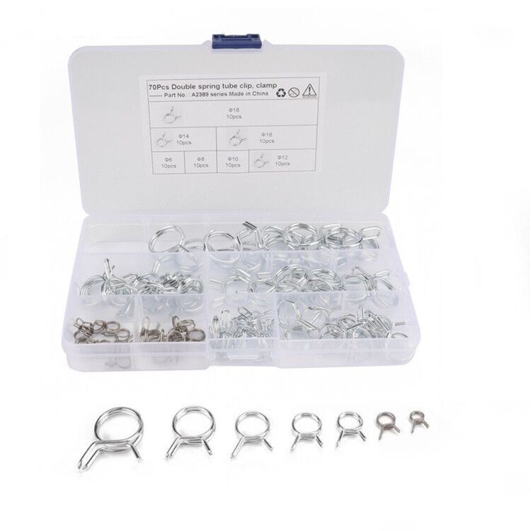 Hose Spring Clamps Φ6-Φ18Fastener Fuel Water Line Pipe Air Tube Clips Kit 70PCS