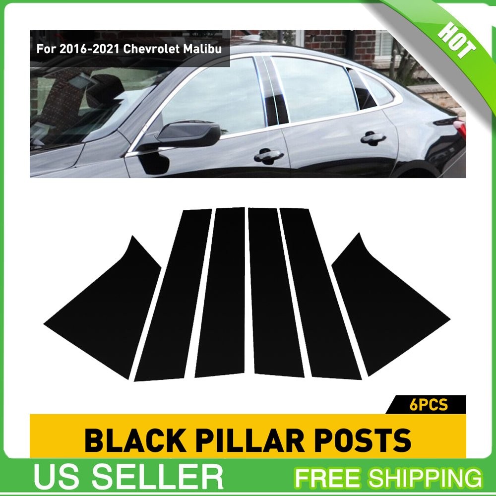 Black Pillar Posts For 2016-21 Chevrolet Malibu Trim Cove Superior Door quality