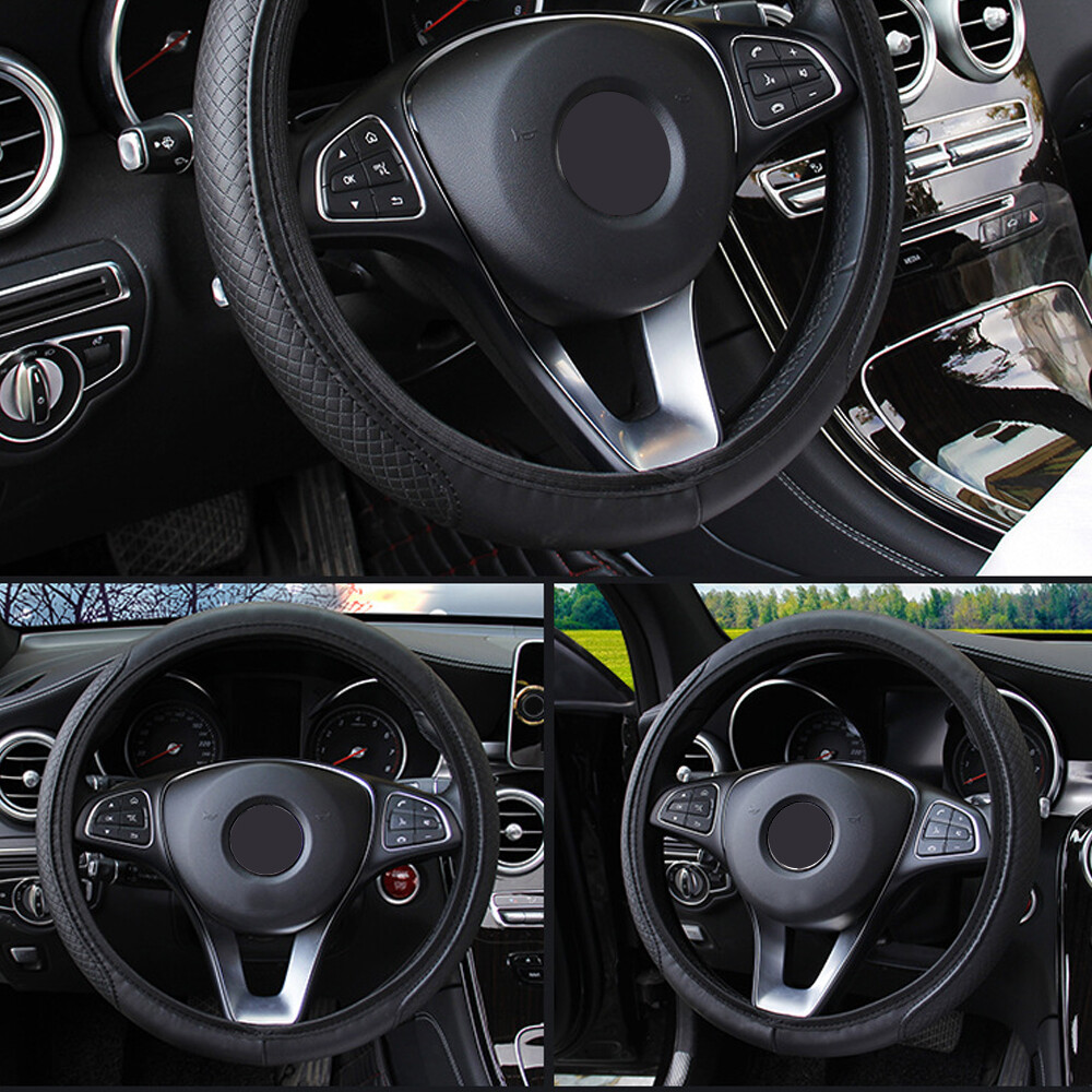 Auto Car Steering Wheel Cover Microfiber Leather Good Grip Accessories For 15″