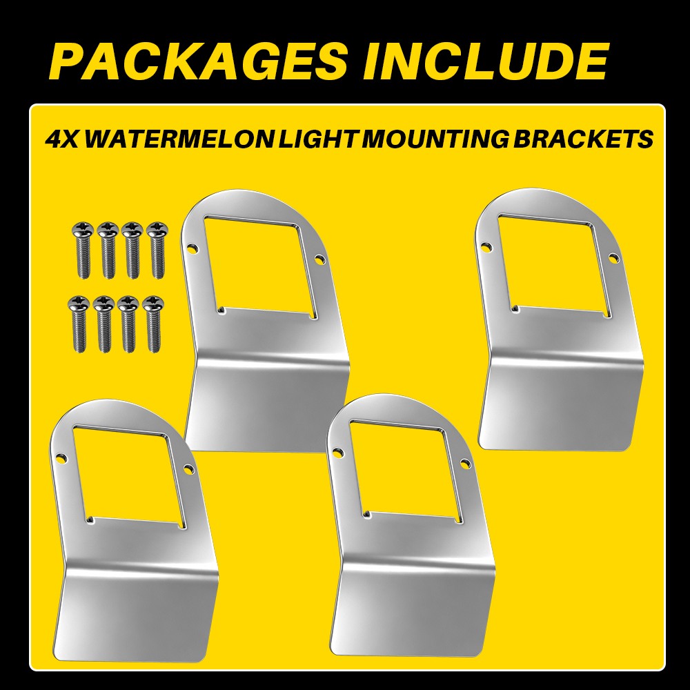 4x Watermelon Light Under Lower Frame Bracket Mount Right Left Stainless Steel