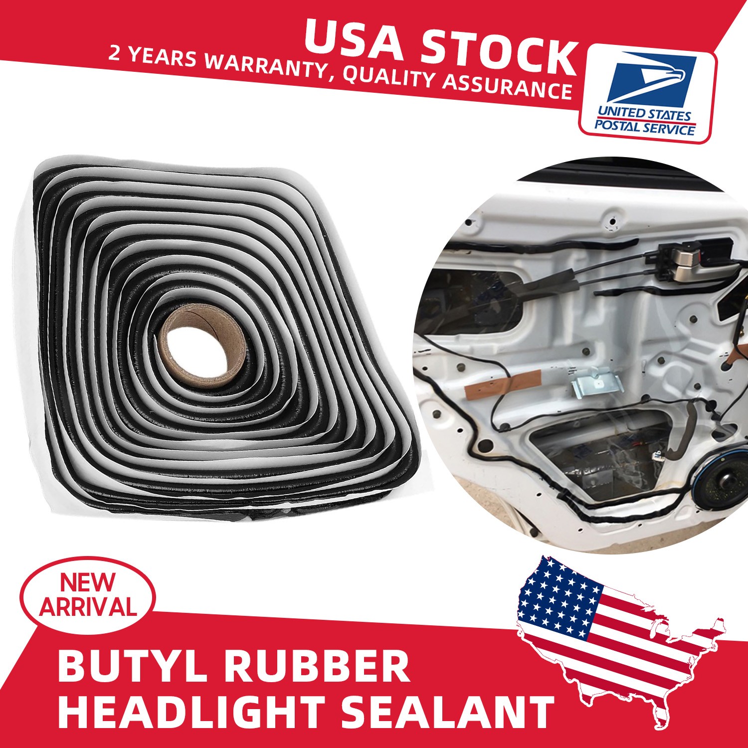 1 Roll Butyl Tape Rubber Glue Headlight Sealant Retrofit Reseal Headlamps Door